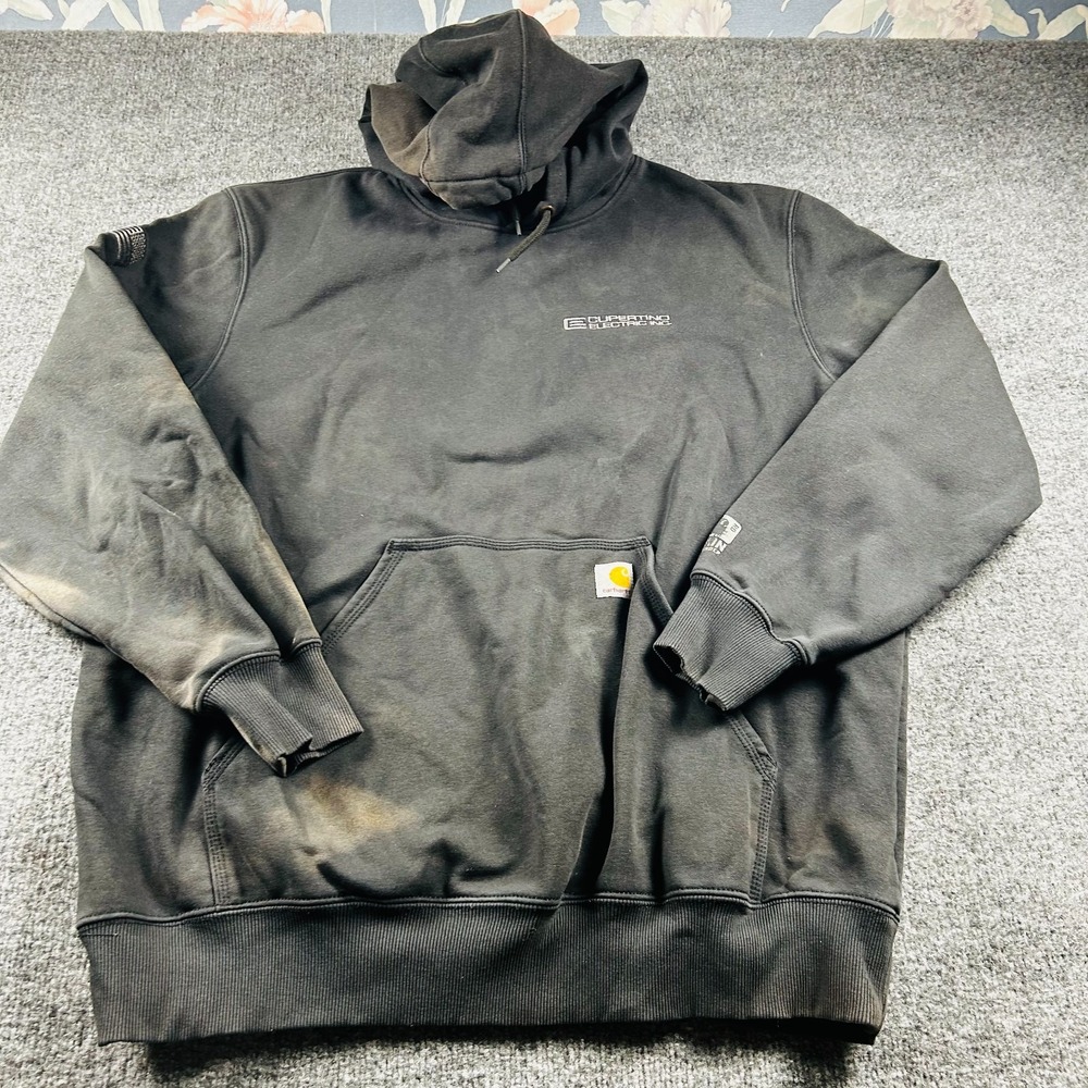 Carhartt Men's XL Black Rain Defender Sweatshirt Cupertino Electric Work Hoodie